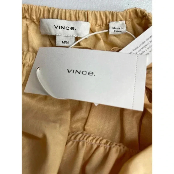 Vince Ruched Tie Back Cami Dress size M NWT Peach Cotton/Hemp blend - Picture 7 of 12